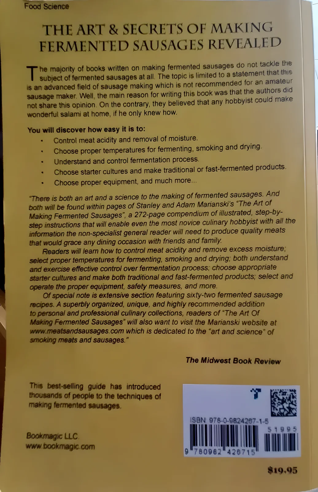 Back cover: The Art of Making Fermented Sausages